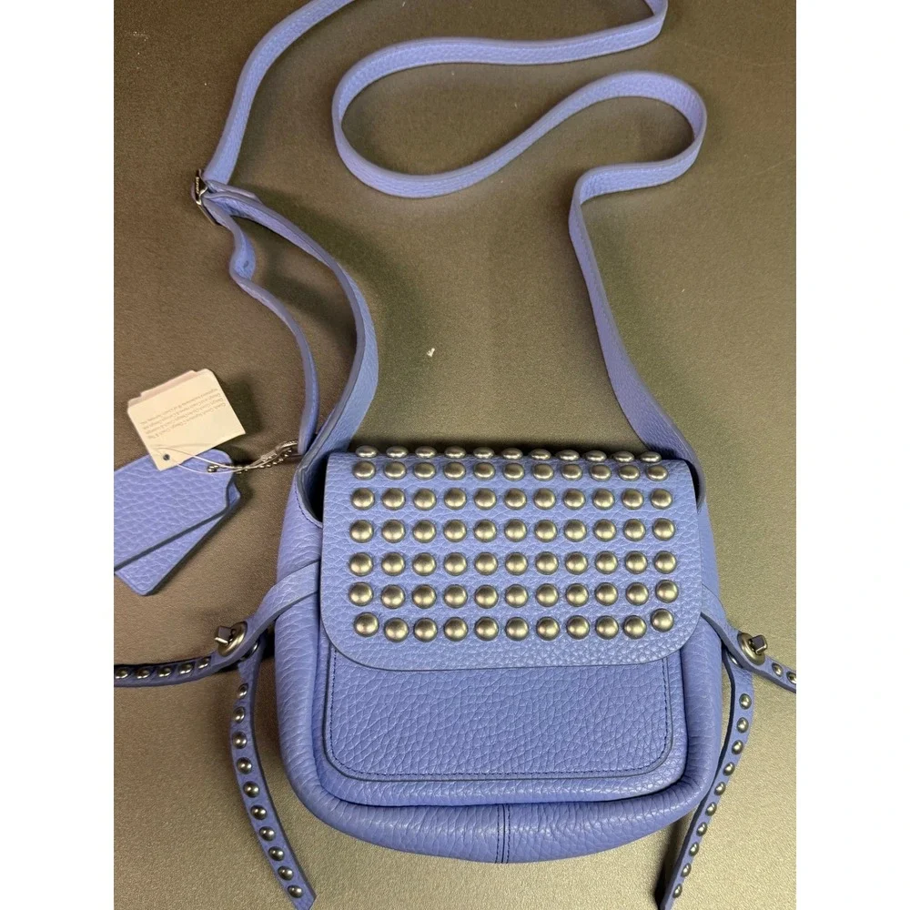Coach Whiplash Dakotah 14 Periwinkle Blue Studded Leather Crossbody Bag 35763